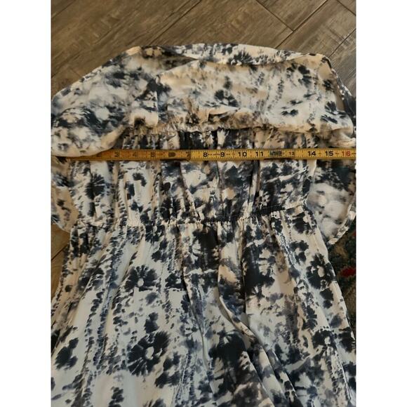 Japna Blue Floral Tie Dye Boho Strapless Smocked Flowy Maxi Dress Size Large - Picture 9 of 9